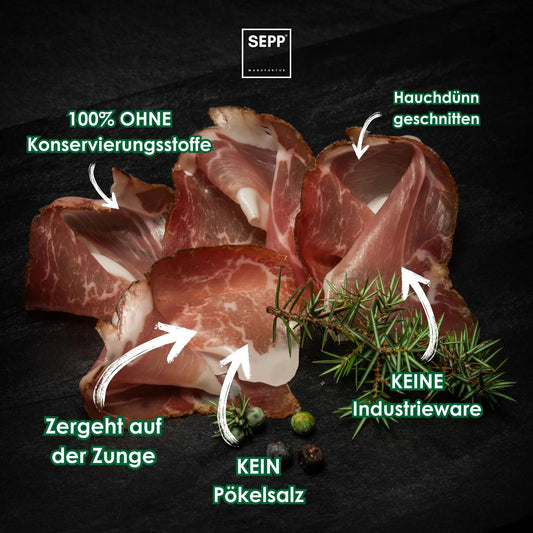 SEPP' Südtiroler Speck g.g.A. - 'Fein geschnitten' ohne Pökelsalz