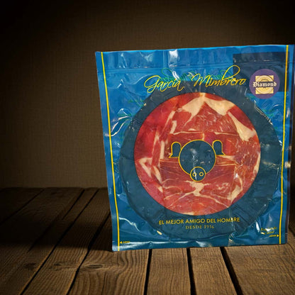 PROSCIUTTO PATA NEGRA DIAMOND TAGLIATO A COLTELLO IN CONFEZIONE DI 200 GRAMMI SOTTOVUOTO. 36 MESI DI STAGIONATURA