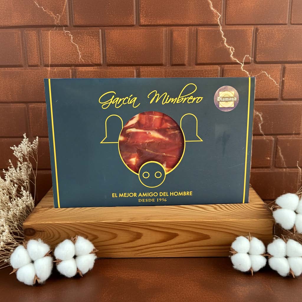 PROSCIUTTO PATA NEGRA DIAMOND TAGLIATO A COLTELLO IN CONFEZIONE SOTTOVUOTO DI 80 GRAMMI 36 MESI DI STAGIONATURA