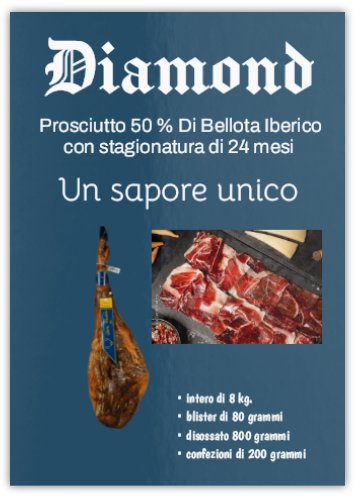 PROSCIUTTO PATA NEGRA DIAMOND. IBERICO DI BELLOTA. INTERO DI 8.5 kg. 36 MESI DI STAGIONATURA