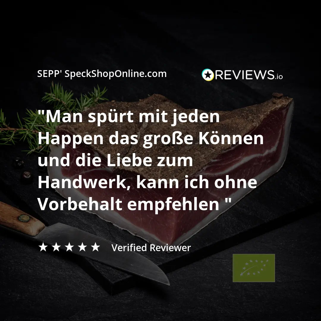 SEPP' BIO-Südtiroler Speck g.g.A. - 'Das Viertel' ohne Pökelsalz 💚